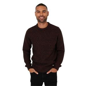 Threadbare Mens Oldcastle Ribbed Crew Neck Long-Sleeved Sweater Top / Black/Brow